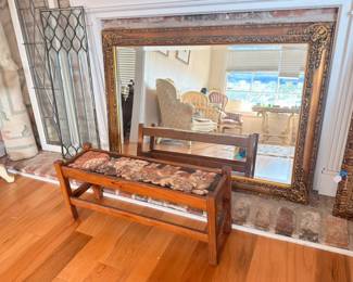 Large antique ornate gold gilt framed wall mirror