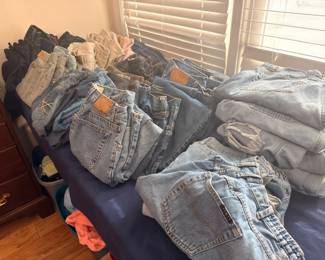 Levi's denim jeans lot, vintage blue jeans, multiple pairs