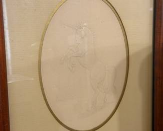 Antique oval matted portrait print in gilt frame