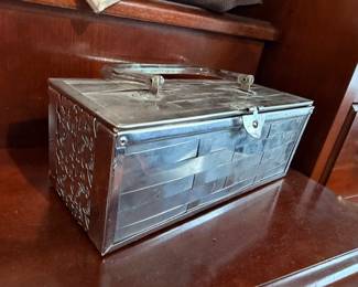 Vintage silverplate jewelry box with hinged lid, trinket box