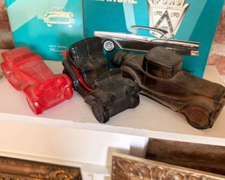 Vintage Avon car-shaped cologne decanters, classic automobile bottles