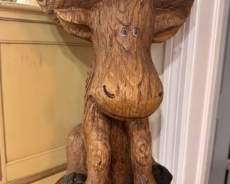 Hand-carved wooden owl sculpture, driftwood burl wood carving