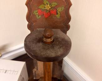 Vintage tole painted wooden wall sconce candle holder, floral folk art