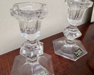 Toscany Collection lead crystal candlestick holders, pair