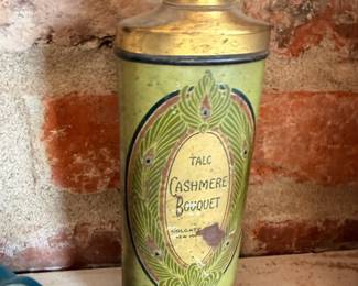 Antique Colgate Cashmere Bouquet talcum powder tin, Art Deco design