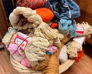 Large lot of knitting yarn skeins, assorted colors, crochet supplies