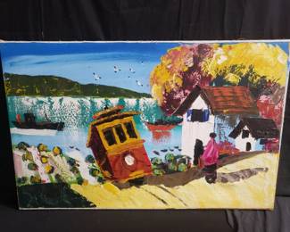 Signed Paul Blaine Henri "View of Hyde St" oil on canvas