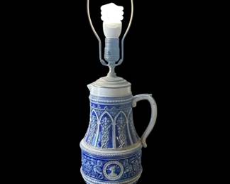 Vintage ceramic beer stein pitcher lamp