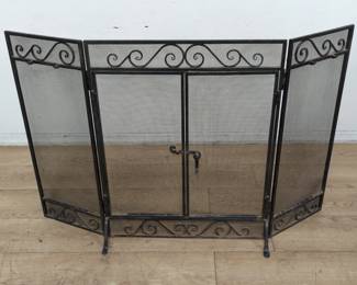 Vintage iron fire screen