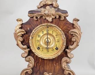 Ansonia iron and bronze mantel clock