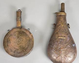 Pair of Civil War-era gunpowder flasks