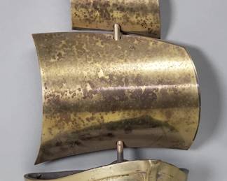 Vintage brass ship-form wall pocket