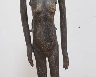 African carved wood mother and child statue
