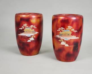 Pair of Japanese lacquerware vases by Maruni