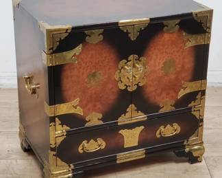 Asian tansu cabinet with brass accents