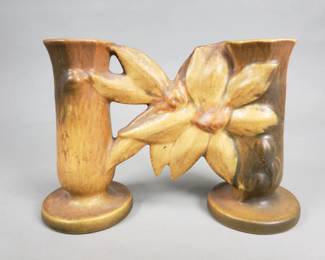Vintage Roseville pottery double vase