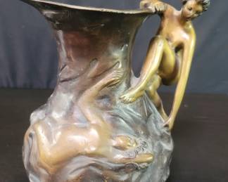 Signed Alliot bronze Art Nouveau style vase