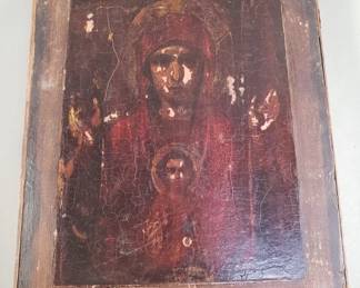 Antique Russian orthodox wood plaque
