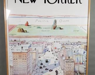 1976 The New Yorker cover poster, "View of the World from 9th Avenue" by artist Saul Steinberg.