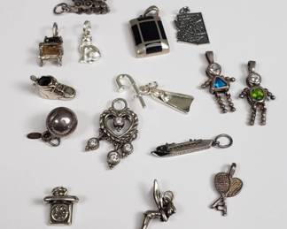Sterling silver pendants and charms