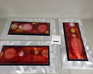 Three signed Jon Allen metal abstract sculptures