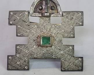 Vintage pre-Columbian-inspired 900 silver brooch