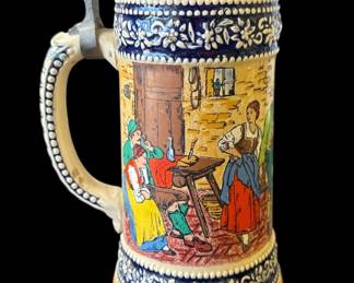 Vintage German ceramic & pewter beer stein