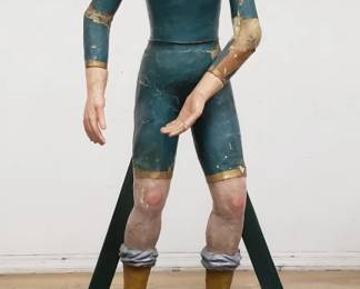 Antique wood & chalk santo figure