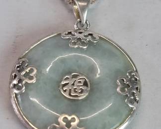  Italian sterling silver chain with a Chinese jade