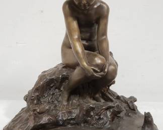  Signed Edward Berdge 1914 nude bronze sculpture