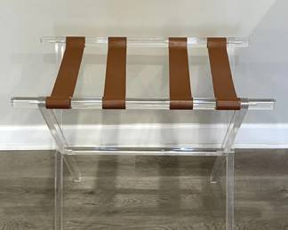 Acrylic and leather folding luggage stand