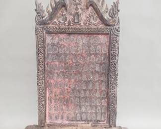 Vintage Thai rattanakosin wood votive plaque