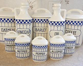  Home > Price Guide > Ceramics Antique 13 Pc. Czechoslovakia Adele Porcelain Canister Spice Set White & Blue