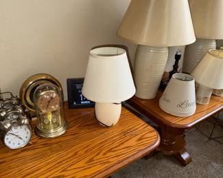 Clocks, lamps, tables
