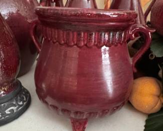 Red Glazed Ceramic Decorative Set