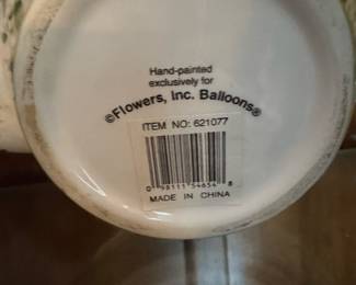 Flowers, Inc. Balloons Hand-Painted Teapot