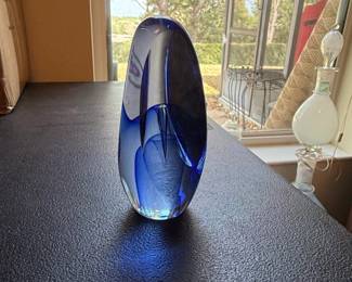 Cobalt Blue Sommerso Glass Sculpture