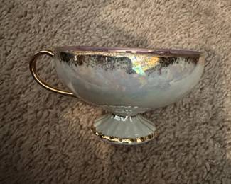 Vintage Lusterware Footed Teacup with Fruit Motif