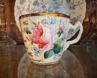 Victorian "Moustache" Mug, Hand-Decorated, c. 1880-1890