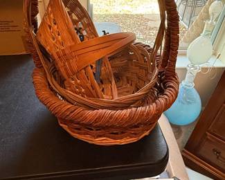 Wicker and Rattan Baskets Set of 