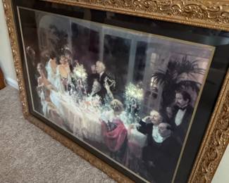 Gilded Frame Print of "The End of Dinner" by Jules-Alexandre Grün
