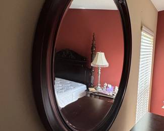The Bombay Company Traditional Cherry Framed Oval Wall Mirror