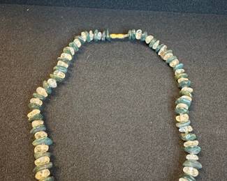 Moss Agate and Clear Quartz Chip Bead Necklace