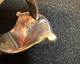 Native American Sterling Silver "950" Orange Spiny Oyster Ring