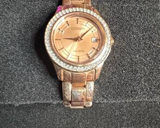 Citizen Eco-Drive Silhouette Crystal FE1123-51Q Rose Gold Tone Watch
