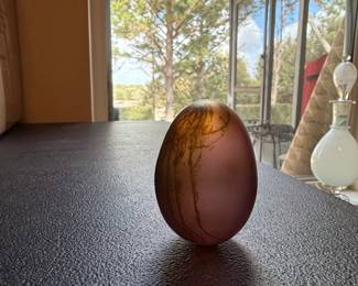 Art Glass Egg Paperweight  Murano Style