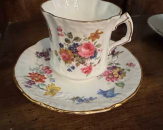Hammersley & Co. Bone China Floral Pattern Teacup and Saucer Set