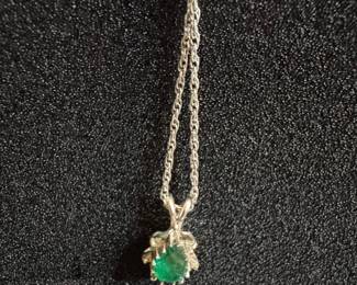 Sterling Silver Emerald Pendant Necklace