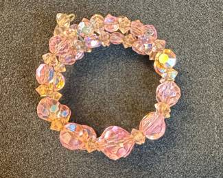 Pink Aurora Borealis Crystal Beaded Bracelet