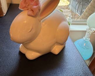 Ceramic Bunny Figurine with Pink Bow